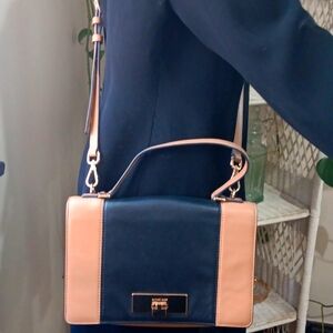 Michael Michael Kors Leather Embossed Signature 2-Way Crossbody Bag Front Lock